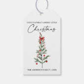 Calligraphy Watercolor Christmas Tree Red Bow ギフトタグ (正面)