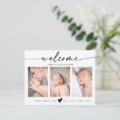 Calligraphy Welcome Photo Baby Announcement Card サンキューカード (スタンド正面)