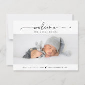 Calligraphy Welcome Photo Birth Announcement Card サンキューカード (正面)