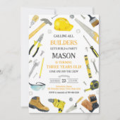 Calling All Builders Construction Tools Birthday  招待状 (正面)