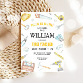 Calling All Builders Kids Boy Birthday Invitation 招待状