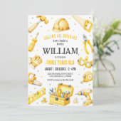 Calling All Builders Kids Boy Birthday Invitation 招待状 (スタンド正面)