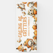 Calling All Critters Woodland Fall Kids' Birthday  横断幕 (縦)