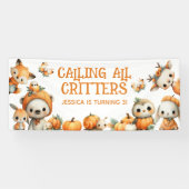 Calling All Critters Woodland Fall Kids' Birthday 横断幕 (横)