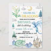 Calling All Dragon Cute Boy Birthday Watercolor 招待状 (正面)