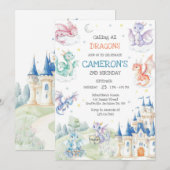 Calling All Dragons Birthday Invitation 招待状 (正面/裏面)