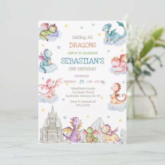 Calling All Dragons Birthday Invitation 招待状 (スタンド正面)
