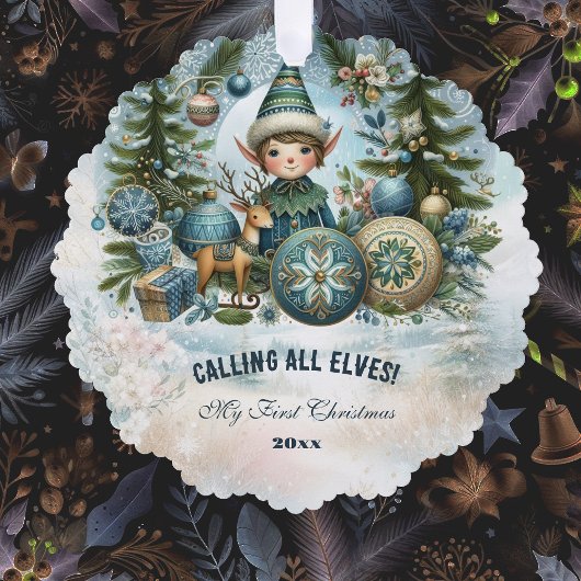 Calling All Elves Snow Christmas Card Ornament オーナメントカード
