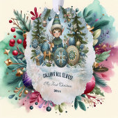 Calling All Elves Snow Christmas Card Ornament オーナメントカード