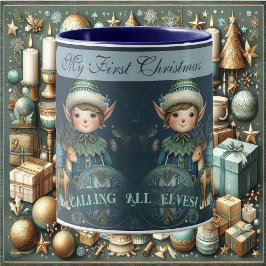 Calling All Elves Snowflakes My First Christmas  マグカップ