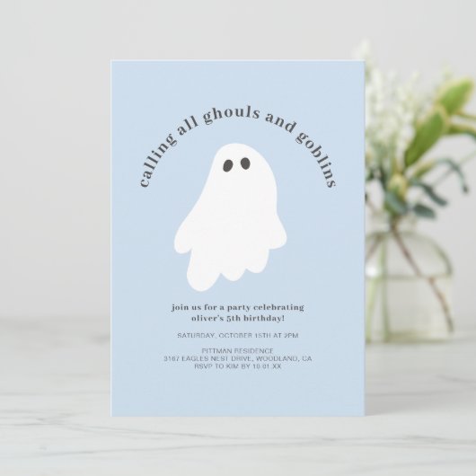 Calling All Ghouls and Goblins Birthday Invitation 招待状 (スタンド正面)