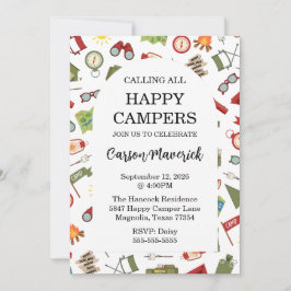 Calling All Happy Campers Kids Birthday 招待状
