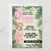 Calling All Monkeys Birthday Invitation (pink) 招待状 (正面)