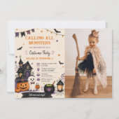 Calling all monster Halloween Birthday party Photo 招待状 (正面)