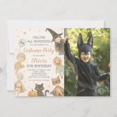 Calling All Monsters Halloween Birthday Photo 招待状 (正面)