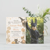 Calling All Monsters Halloween Birthday Photo 招待状 (スタンド正面)