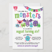 Calling All Monsters Kids Halloween Birthday Party 招待状 (正面)