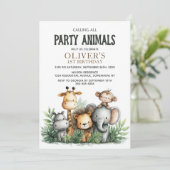 Calling All Party Animals 1st Birthday Party 招待状 (スタンド正面)