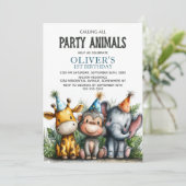 Calling All Party Animals 1st Birthday Party 招待状 (スタンド正面)