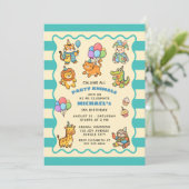 Calling All Party Animals Blue ZOO Kids' Birthday  招待状 (スタンド正面)