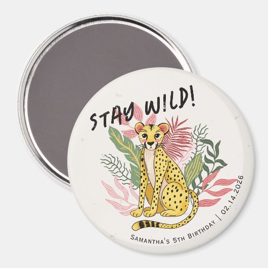 Calling All Party Animals Cheetah Birthday Favors マグネット (正面/裏面)