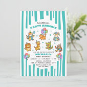 Calling All Party Animals Cute Kids' 1st Birthday  招待状 (スタンド正面)