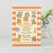 Calling All Party Animals Cute ZOO Kids' Birthday  招待状 (スタンド正面)