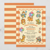 Calling All Party Animals Cute ZOO Kids' Birthday  招待状 (正面/裏面)