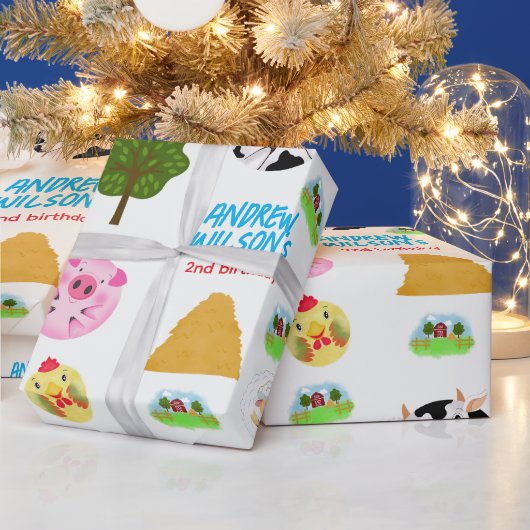 Calling All Party Animals Farm Wrapping Paper ラッピングペーパー (クリスマス)