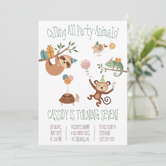 Calling all Party Animals!  Fun Birthday Party 招待状 (スタンド正面)