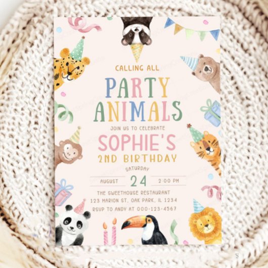 Calling All Party Animals In Birthday Hats Kids In 招待状