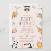 Calling All Party Animals In Birthday Hats Kids In 招待状 (正面)