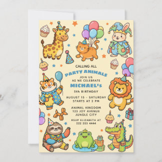 Calling All Party Animals Jungle Kids' Birthday  招待状