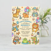 Calling All Party Animals Jungle Kids' Birthday  招待状 (スタンド正面)