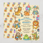 Calling All Party Animals Jungle Kids' Birthday  招待状 (正面/裏面)