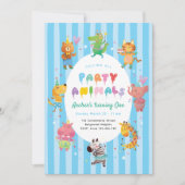 Calling All Party Animals, Kids Animal Theme Party 招待状 (正面)