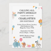 Calling All Party Animals Kids Birthday 招待状 (正面/裏面)