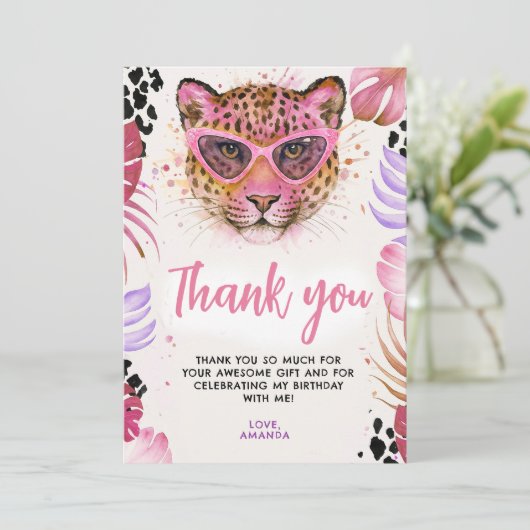 Calling All Party Animals - Leopard Birthday サンキューカード (スタンド正面)