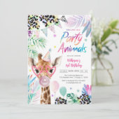 Calling All Party Animals Safari Birthday  招待状 (スタンド正面)