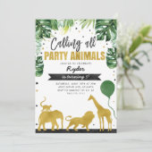 Calling All Party Animals Safari Birthday  招待状 (スタンド正面)