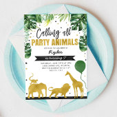 Calling All Party Animals Safari Birthday  招待状