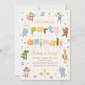 Calling All Party Animals Safari Birthday Party 招待状 (正面)