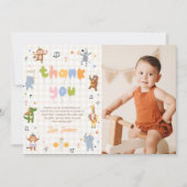 Calling All Party Animals Safari Birthday Photo サンキューカード (正面)