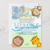 Calling All Party Animals Safari Jungle Birthday 招待状 (正面)