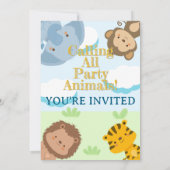 Calling All Party Animals Safari Jungle Birthday 招待状 (裏面)