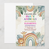 Calling All Party Animals Safari Zoo Birthday 招待状 (正面/裏面)