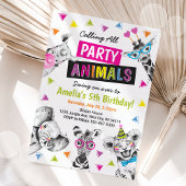 Calling All Party Animals Safari Zoo Kids Birthday 招待状