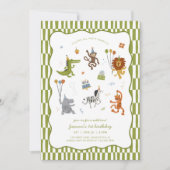 Calling All Party Animals Wild Safari Birthday 招待状 (正面)