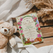 Calling All Party Animals Woodland Floral Birthday 招待状