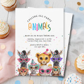 Calling All Party Animals! Zoo Birthday Invitation 招待状